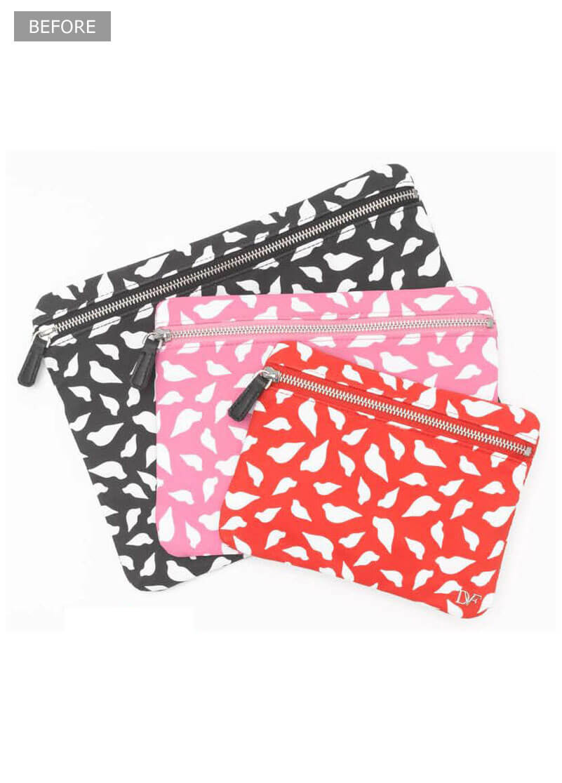 Red and white patterned zip bag